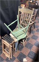 4 Wooden Dining Chairs and 4 Stools