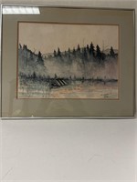 Vintage signed water color painting by M.G.