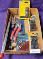 FLAT BOX OF MOSTLY NEW TOOLS & HARDWARE