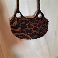 Chico's Wooden & Glass Beaded Shoulder Bag