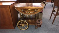 2 TIER INLAID TEA TROLLEY  WITH DROP LEAFS,