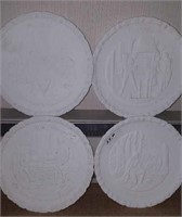 Fenton White Satin plates, series of four,
