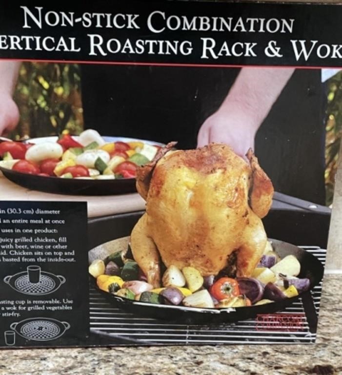 Nonstick Vertical Roasting Rack and Wok