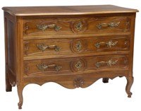FRENCH PROVINCIAL LOUIS XV STYLE WALNUT COMMODE