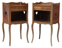 (2) FRENCH PROVINCIAL WALNUT NIGHTSTANDS