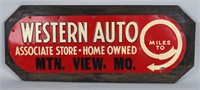 WESTERN AUTO TIN EMBOSSED SIGN