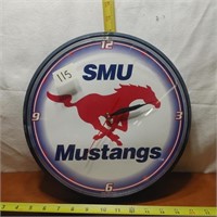 WORKING LARGE SMU MUSTANGS  CLOCK