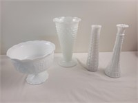 Assorted milk glass