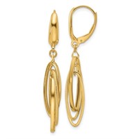 14K- Polished/Textured Triple Oval Dangle Earrings