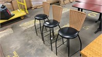 1 lot 3 metal frame faux wicker back bar stools