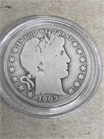 19 03S barber silver half dollar
