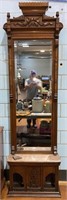 ANT. VIC. WALNUT MARBLE TOP PIER/HALL MIRROR