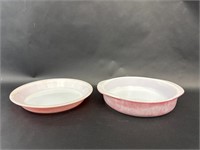 Pyrex Milk Glass Red Baking Dishes