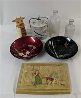 Cheese Crock, Vintage Bottles, Wooden Bowls