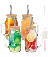 NEW $34 (24 oz) 4 Pack Mason Jar Cups