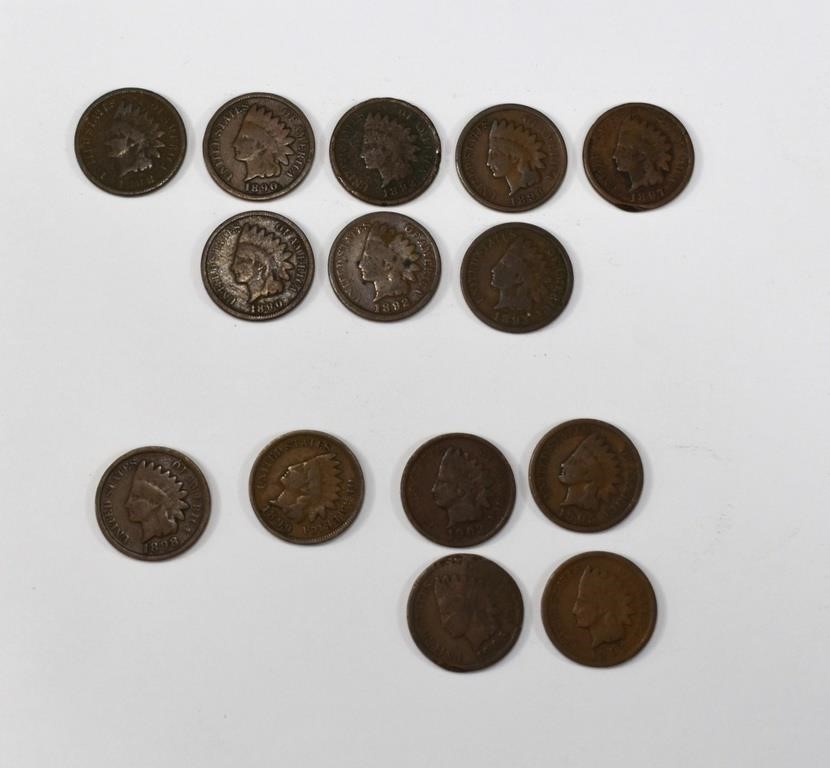 14 Indian Head Pennies 1888-1905