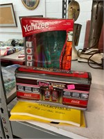 Yahtzee Game, Coke Tin, and Coke Collector Books