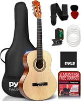 New Pyle Beginner Acoustic Guitar Kit, 3/4 Jr Size