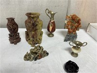 Asian Carved Stone Decor: Flowers, Vases etc