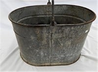 Vintage Oblong Galvanized Bucket With Handle