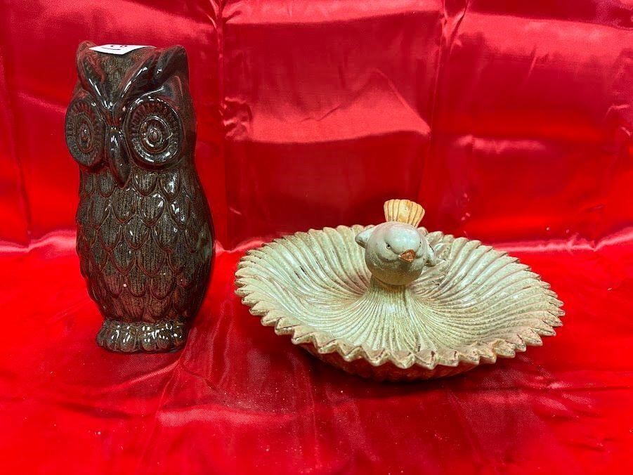 Owl statue, decorative bird bowl