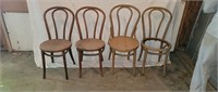 4 Vintage Oak Bentwood Ice Cream Parlor Chairs