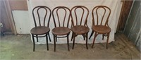4 Antique Oak Bentwood Ice Cream Parlor Chairs