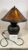 Craftsman Style Lamp w/ Amber Shade