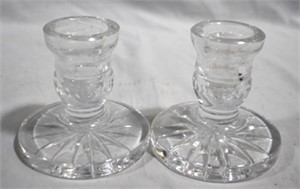 Pair Waterford candlesticks, 3.5" tall