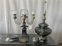 2pc Odd Lamps Smoke Glass Metal Stone