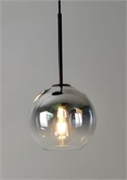 Silver Glass Globe Pendant Ceiling Lamp 12 inch