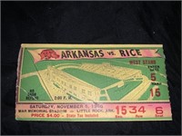 1960 ARK VS RICE FOOTBALL TICKET STUB