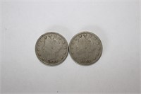 (2) 1902 V Nickel