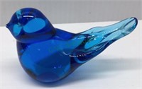Art glass blue bird - signed - measures 4 1/4