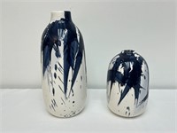 Two White and Blue Vases