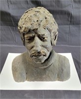 Vintage  clay sculpture bust of a man,
