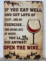 Blah, Blah, OPEN THE WINE Metal Sign 8" x 12"