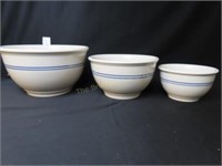 Set of 3 Gibson Pottery Bowls- 6.5", 8.5' & 10.5"