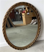 Beautiful Vintage Oval Mirror W/ Wooden Frame &