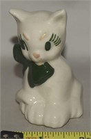 Vtg Ceramic Art Studio Green Bow Kitten Cat Figure