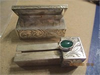 Vtg. 800 Silver Italian Lipstick Case w/Green