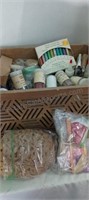 Wooden Crate of Assorted Craft Supplies