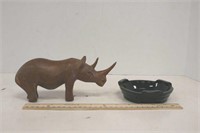 Ashtray & Wooden Rhino