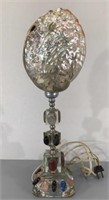 Unique Crystal Lamp w/Stone Cabochons & Abalone