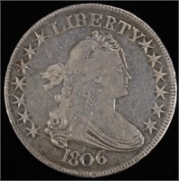 1806 DRAPED BUST HALF DOLLAR AU