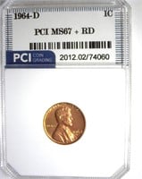 1964-D Cent MS67+ RD LISTS $4750