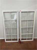 Two Vintage White Casement Bookcase Doors Art