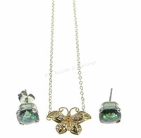 10k Mystic Topaz & Diamond Earrings, Necklace