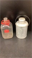 Glass Milk Bottle, Galvanised Water Can