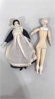 Two antique German Porcelain dolls-dark haired
